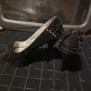 Elegant Black Peep-Toe Heels